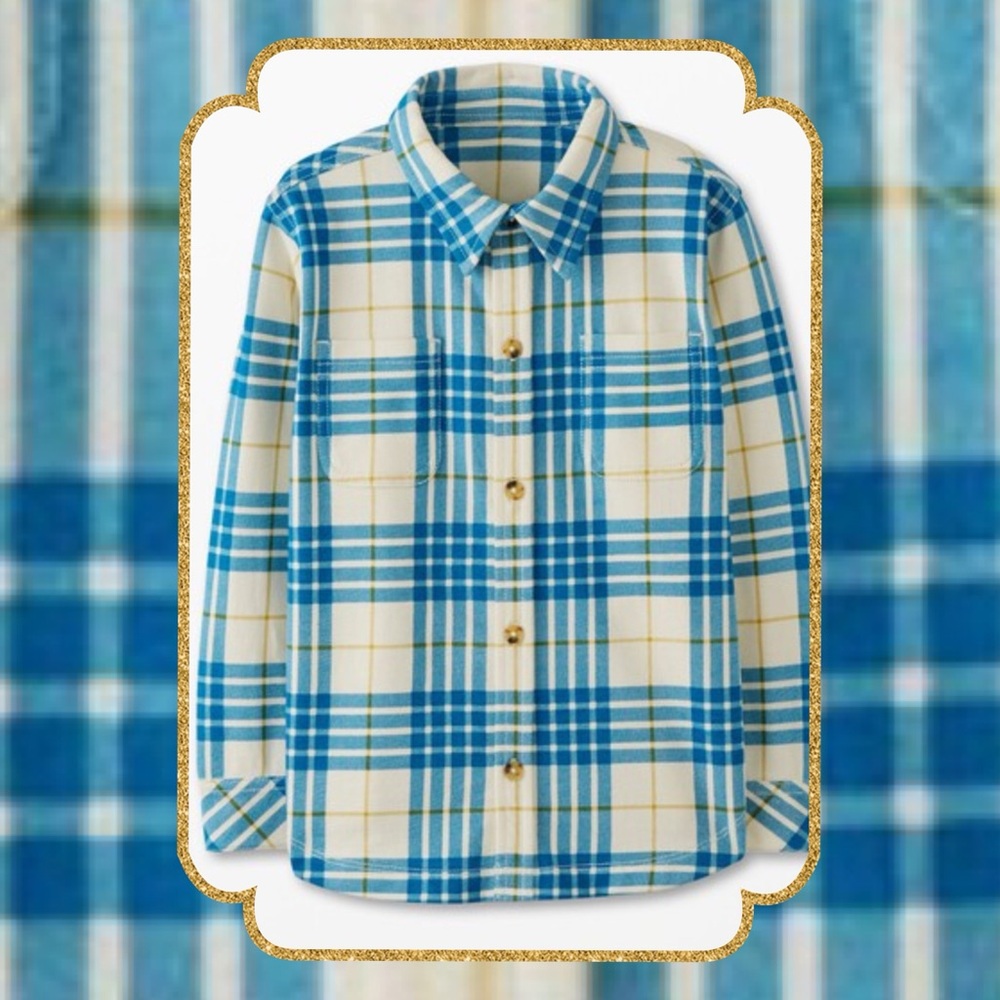 New ✨ Boys HANNA ANDERSON French Terry Button Down Size: 150 US 12